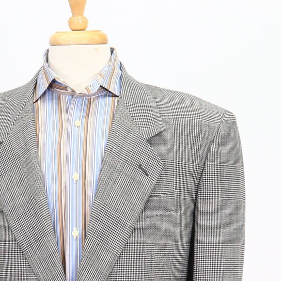 Pal Zileri 40R Gray Check 2-Button Sport Coat Blazer Jacket P193 - Picture 5 of 11
